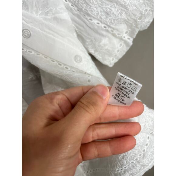 Taelynn White Coquette Button Up Puff Sleeve Embroidered Sz M Fairy Cottage Y2K - Picture 6 of 13